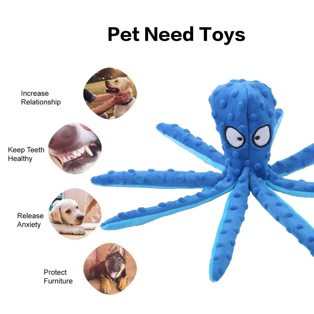 2 Pack Squeaky Dog Toys Octopus No Stuffing Crinkle Plush Pet Toy - iTalkPet