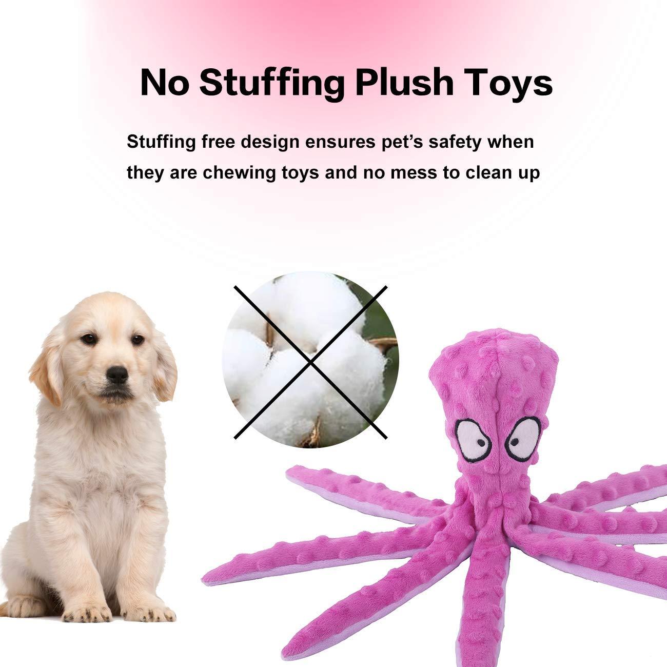 2 Pack Squeaky Dog Toys Octopus No Stuffing Crinkle Plush Pet Toy - iTalkPet