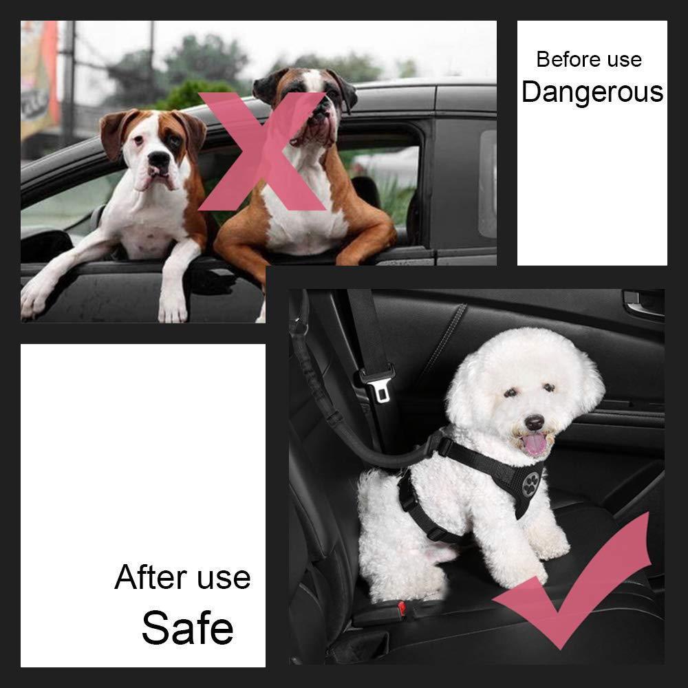 2 Packs Adjustable Nylon Fabric Dog Restraints Vehicle Seatbelts - iTalkPet