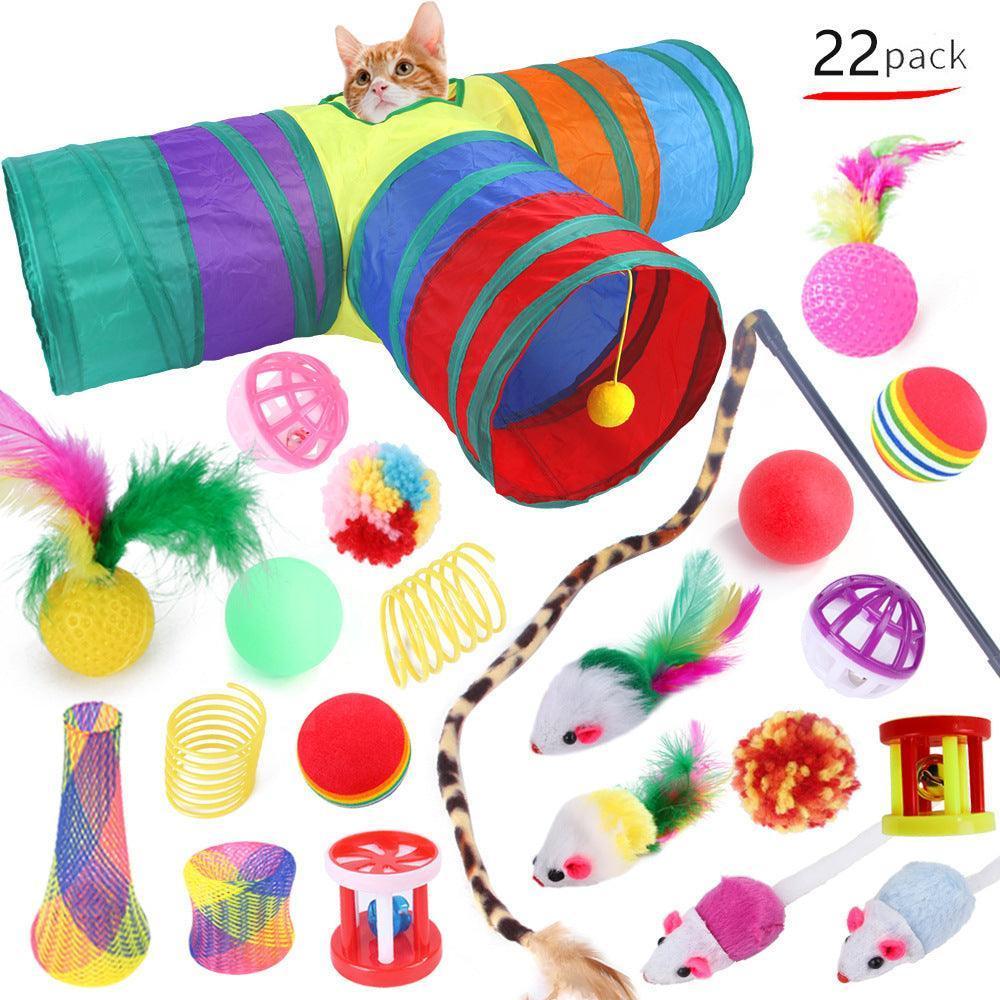 22 pcs Cat Toys - Cat Feather Teaser - Wand Interactive Feather Toy Fluffy Mouse - iTalkPet