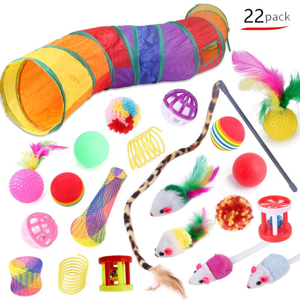 22 pcs Cat Toys - Cat Feather Teaser - Wand Interactive Feather Toy Fluffy Mouse - iTalkPet