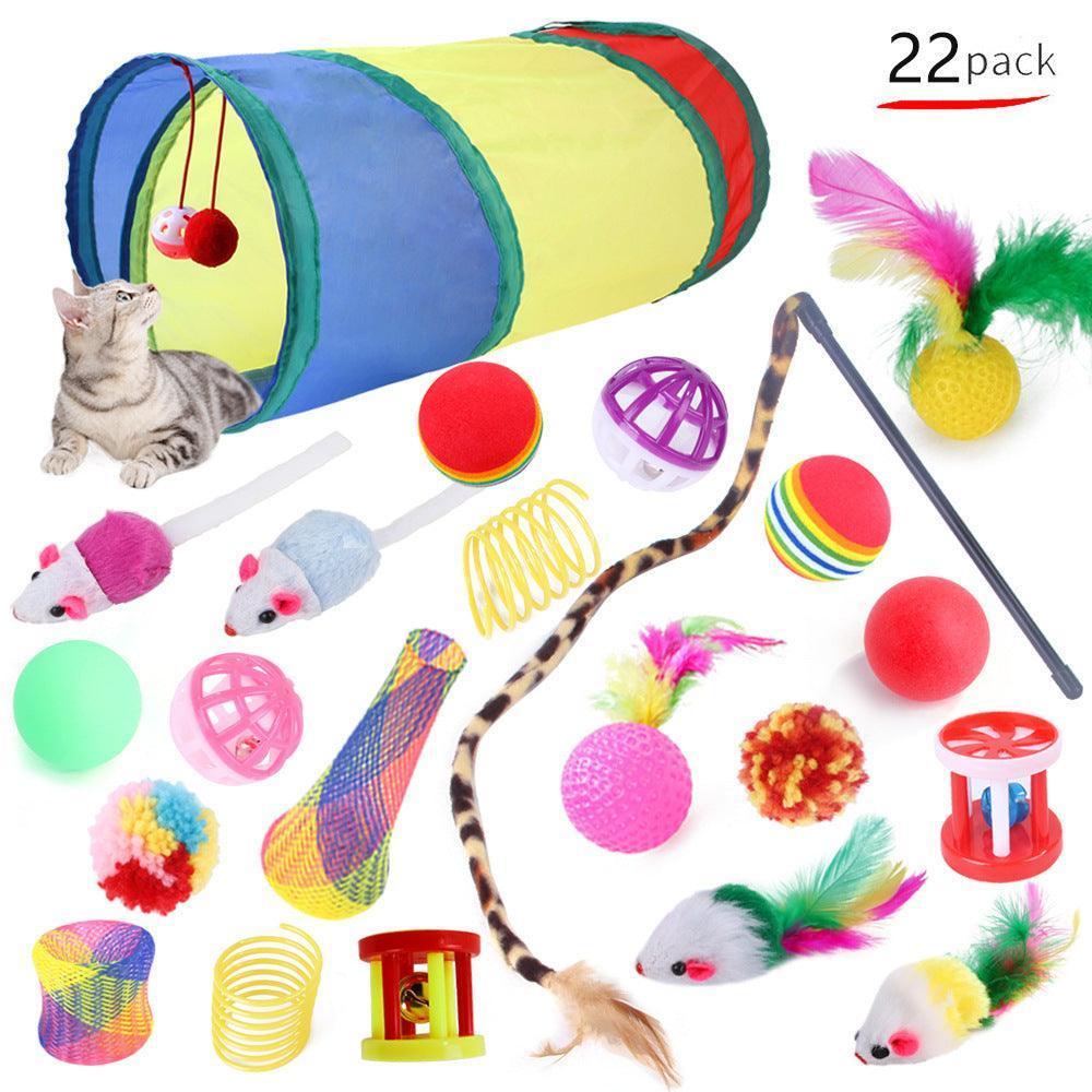 22 pcs Cat Toys - Cat Feather Teaser - Wand Interactive Feather Toy Fluffy Mouse - iTalkPet