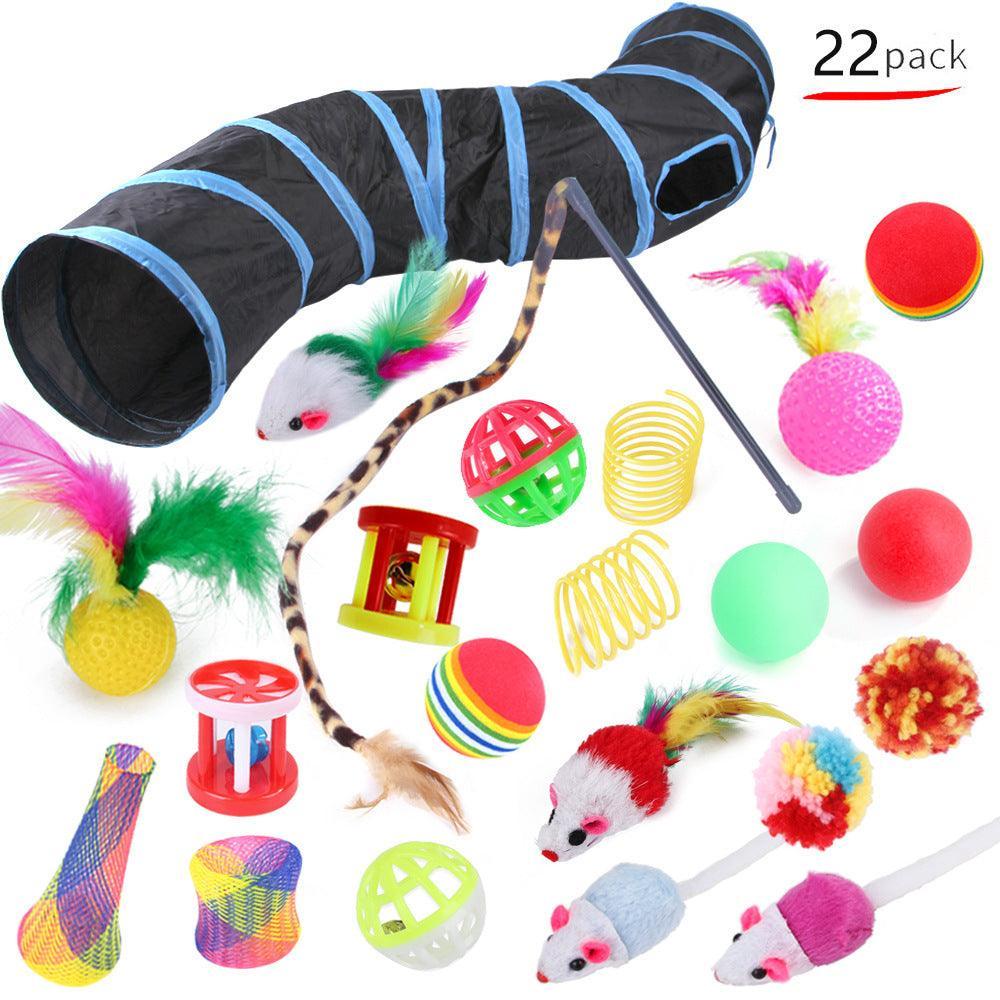 22 pcs Cat Toys - Cat Feather Teaser - Wand Interactive Feather Toy Fluffy Mouse - iTalkPet