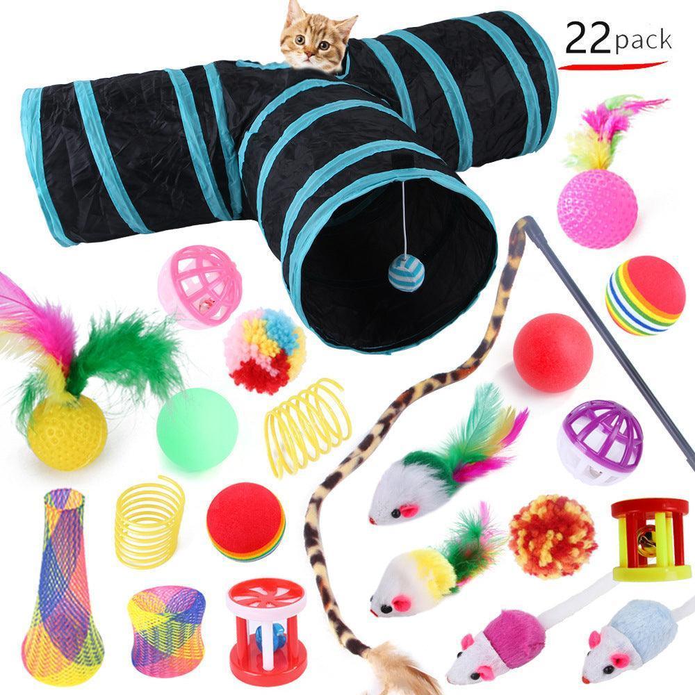 22 pcs Cat Toys - Cat Feather Teaser - Wand Interactive Feather Toy Fluffy Mouse - iTalkPet