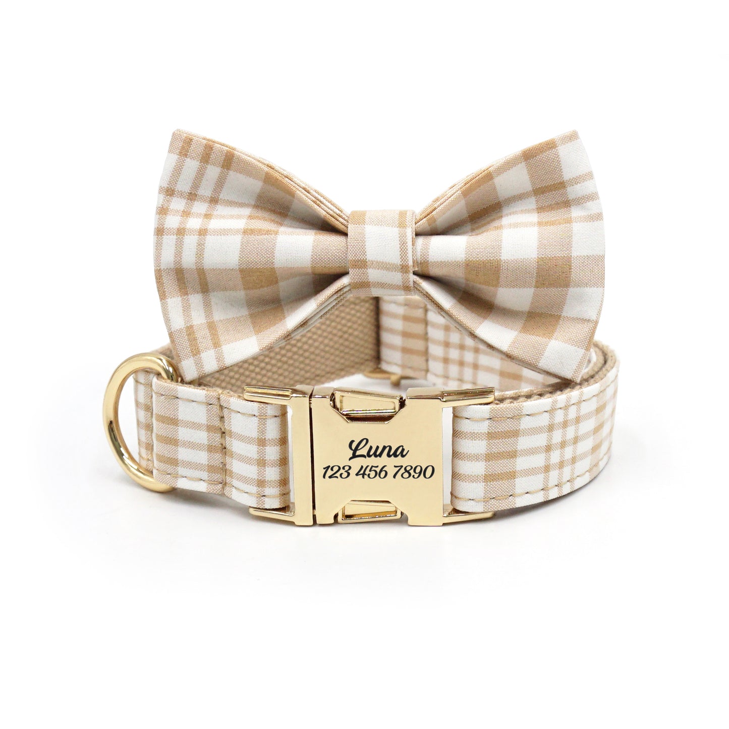 Customized Plaid Dog Collar - Engraved Pet Collar