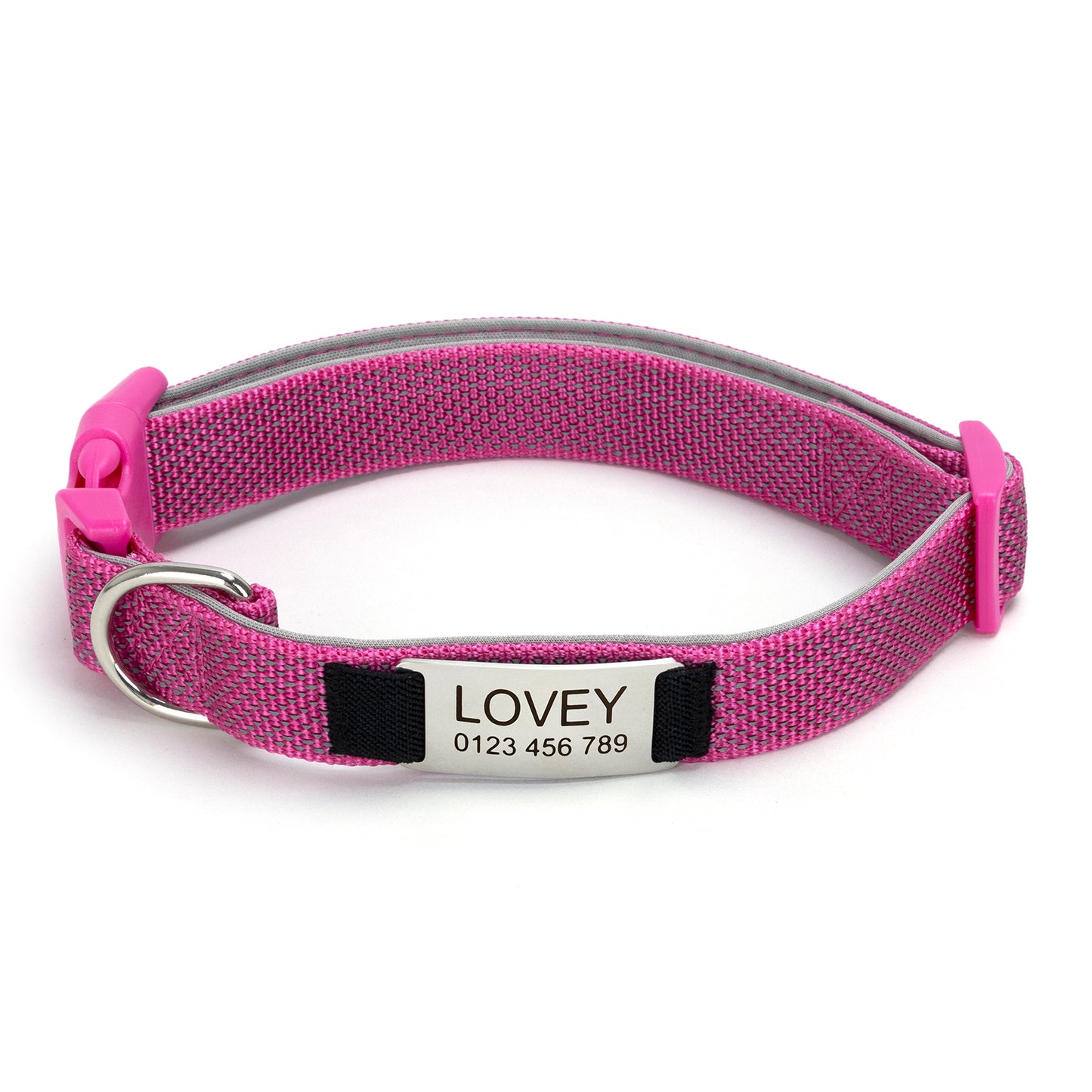 Fully Reflective Soft Personalized Dog Collar, Plastic Buckle