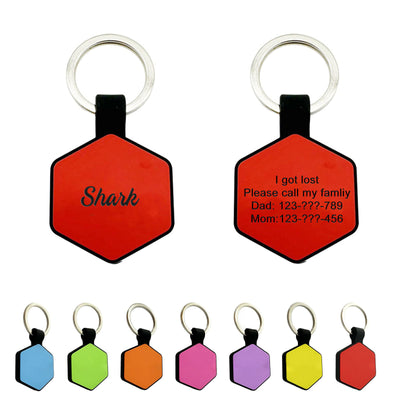 Personalized Engraved Silicone Dog Tags - Hexagon
