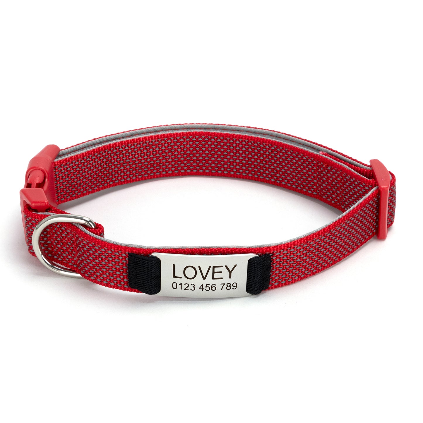 Fully Reflective Soft Personalized Dog Collar, Plastic Buckle