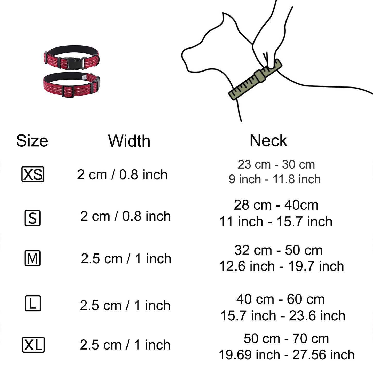 Comfortable Adjustable Reflective Dog Collar with Plastic Buckle - Engravedable