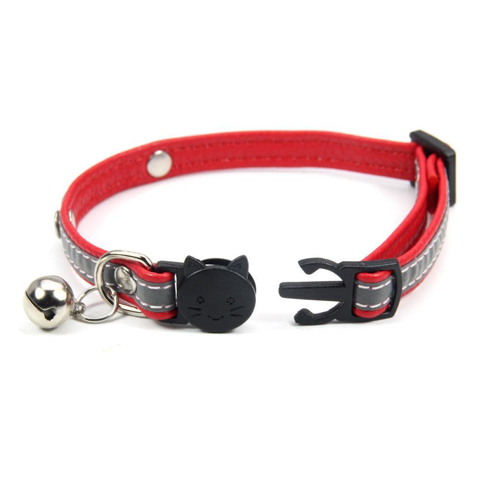 PU Leather Reflective Personalized Cat Collars with Name Tag - iTalkPet