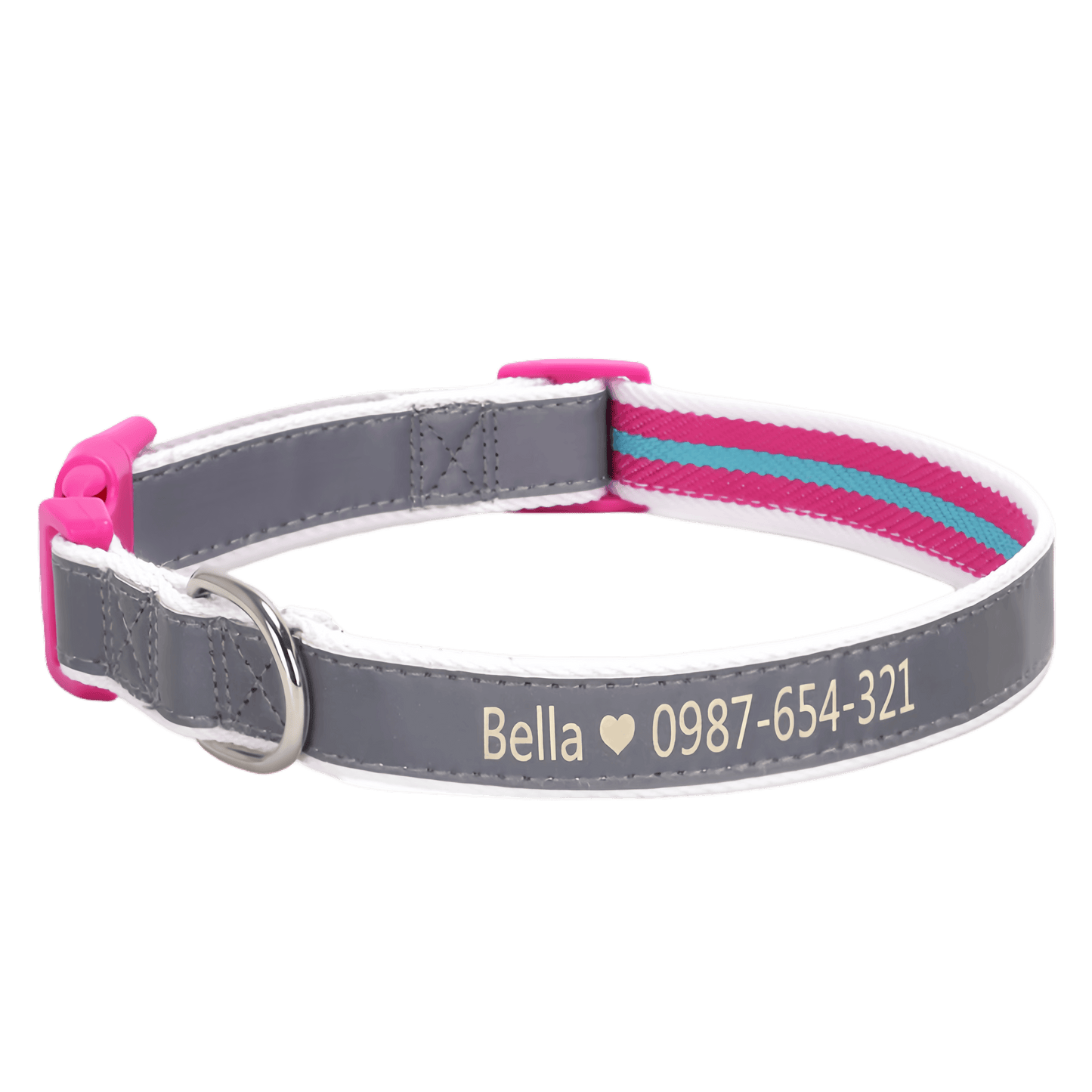 Polyester Cotton Reflective Personalised Engraved Dog Collar