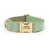 Dark Green Striped Solid Personalized Dog Collar