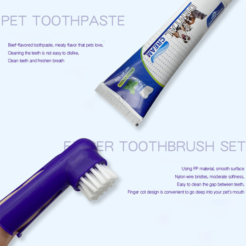 Pet Oral Dental Care Set - 4-Piece Dog Toothbrush Kit