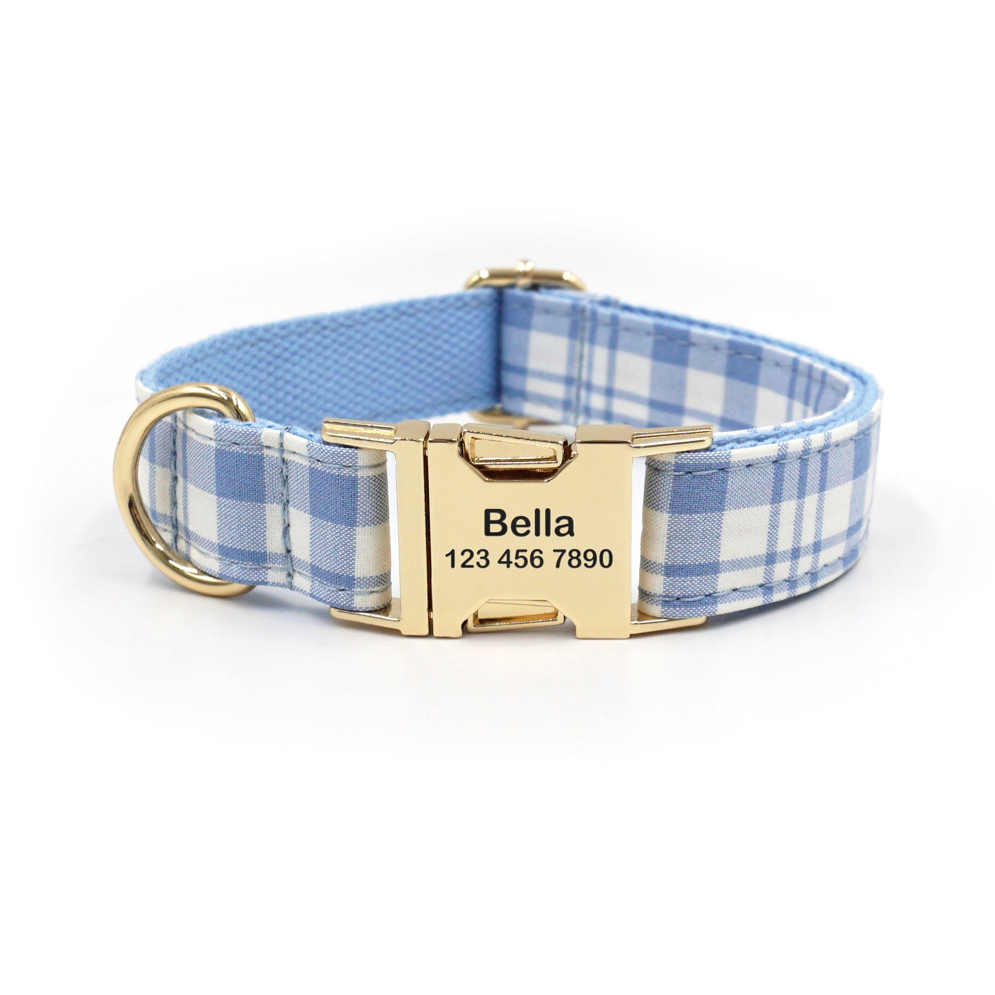 Customized Plaid Dog Collar - Engraved Pet Collar