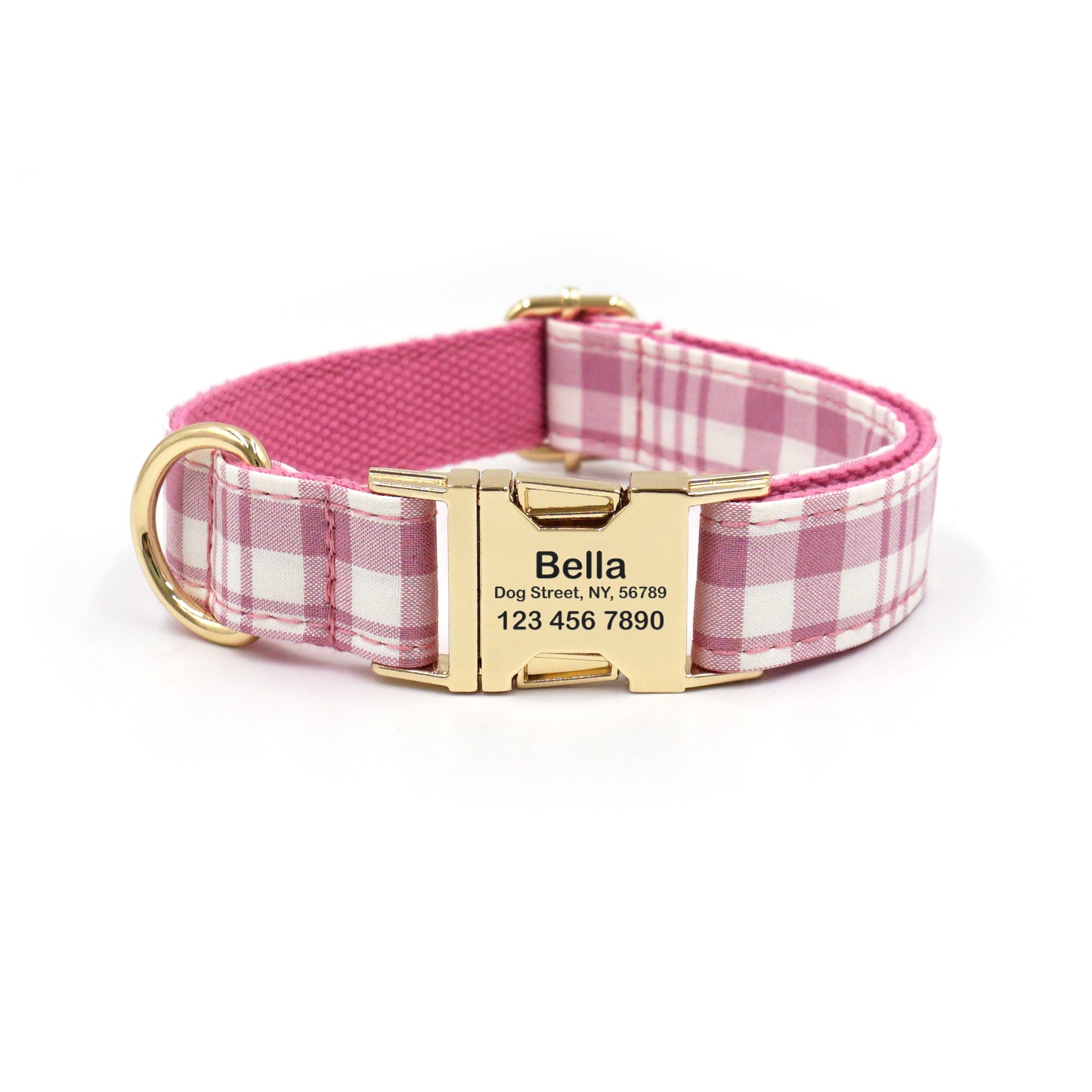 Customized Plaid Dog Collar - Engraved Pet Collar