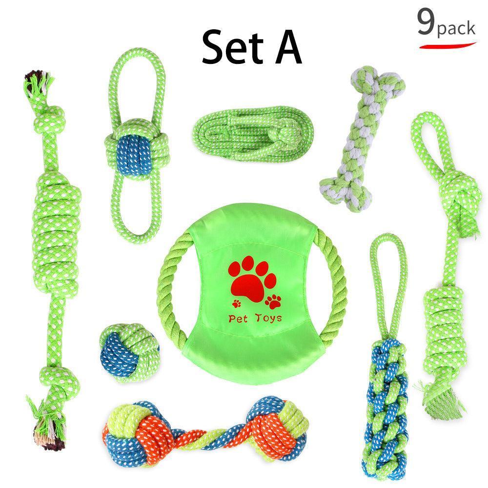 9 PCS Durable Rope Knot Dog Toy Assorted Pet Rope Chew Toys - iTalkPet