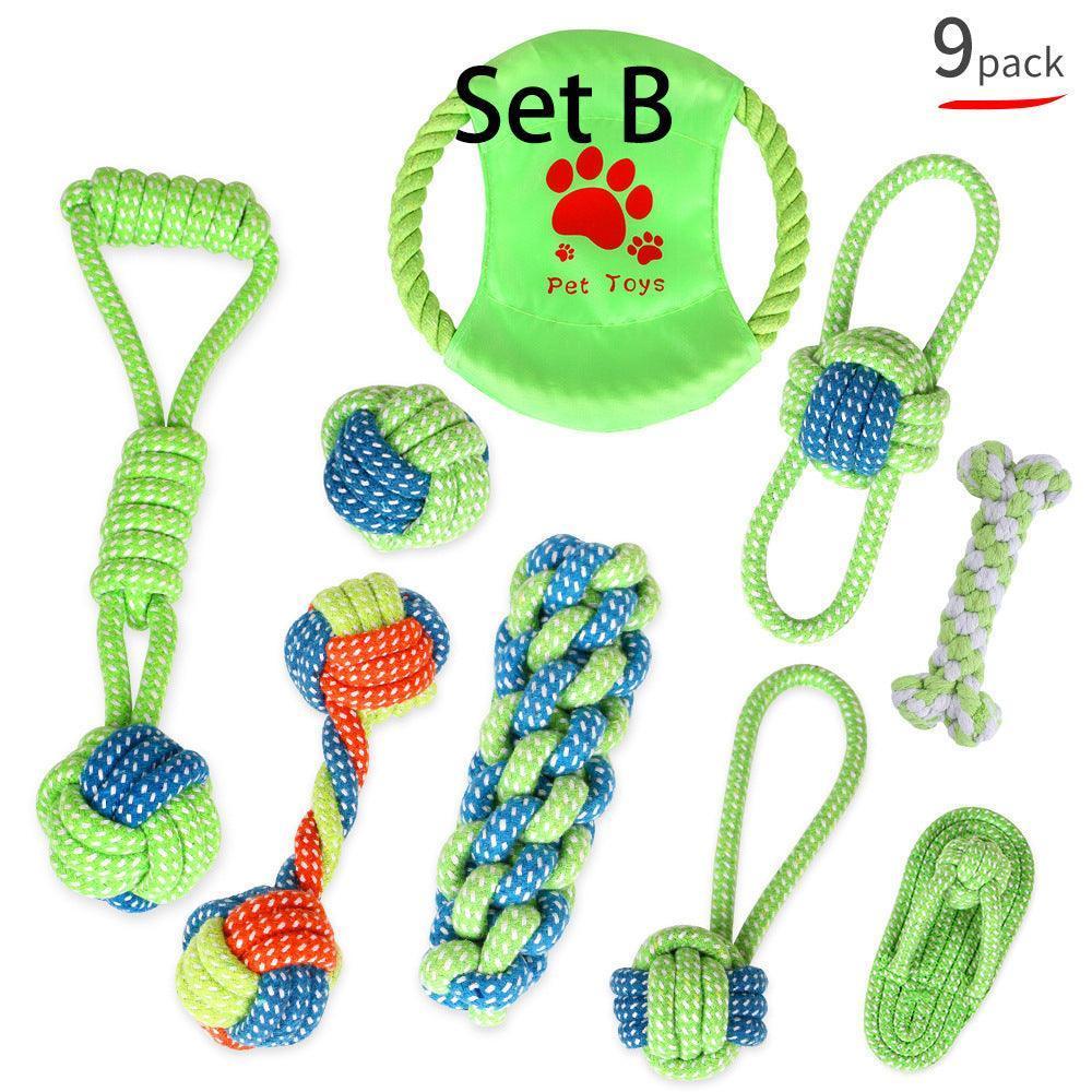 9 PCS Durable Rope Knot Dog Toy Assorted Pet Rope Chew Toys - iTalkPet