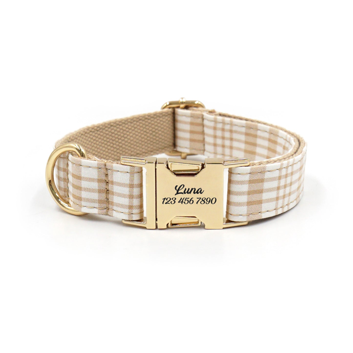 Customized Plaid Dog Collar - Engraved Pet Collar