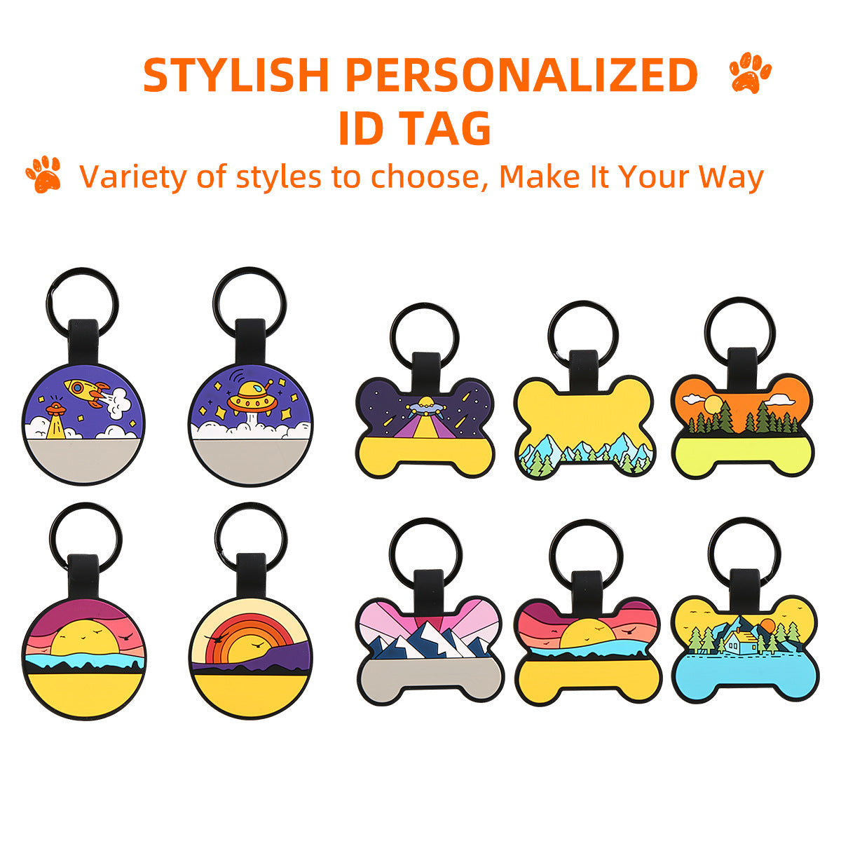 Silicone Personalized Dog ID Tags - Engraved Two Sides