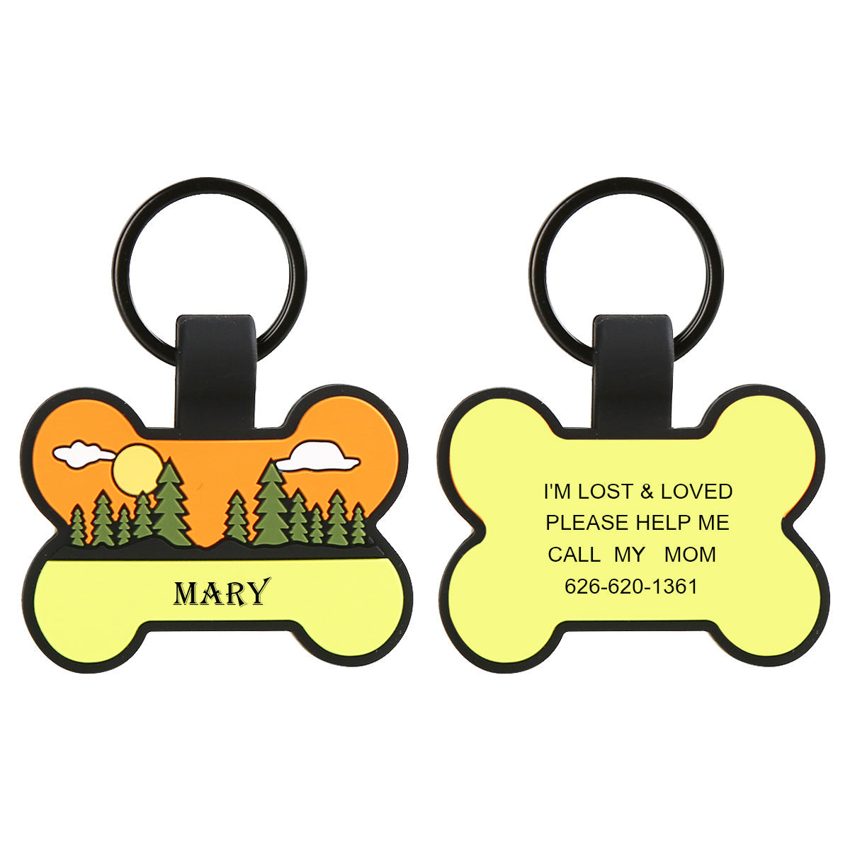Silicone Personalized Dog ID Tags - Engraved Two Sides