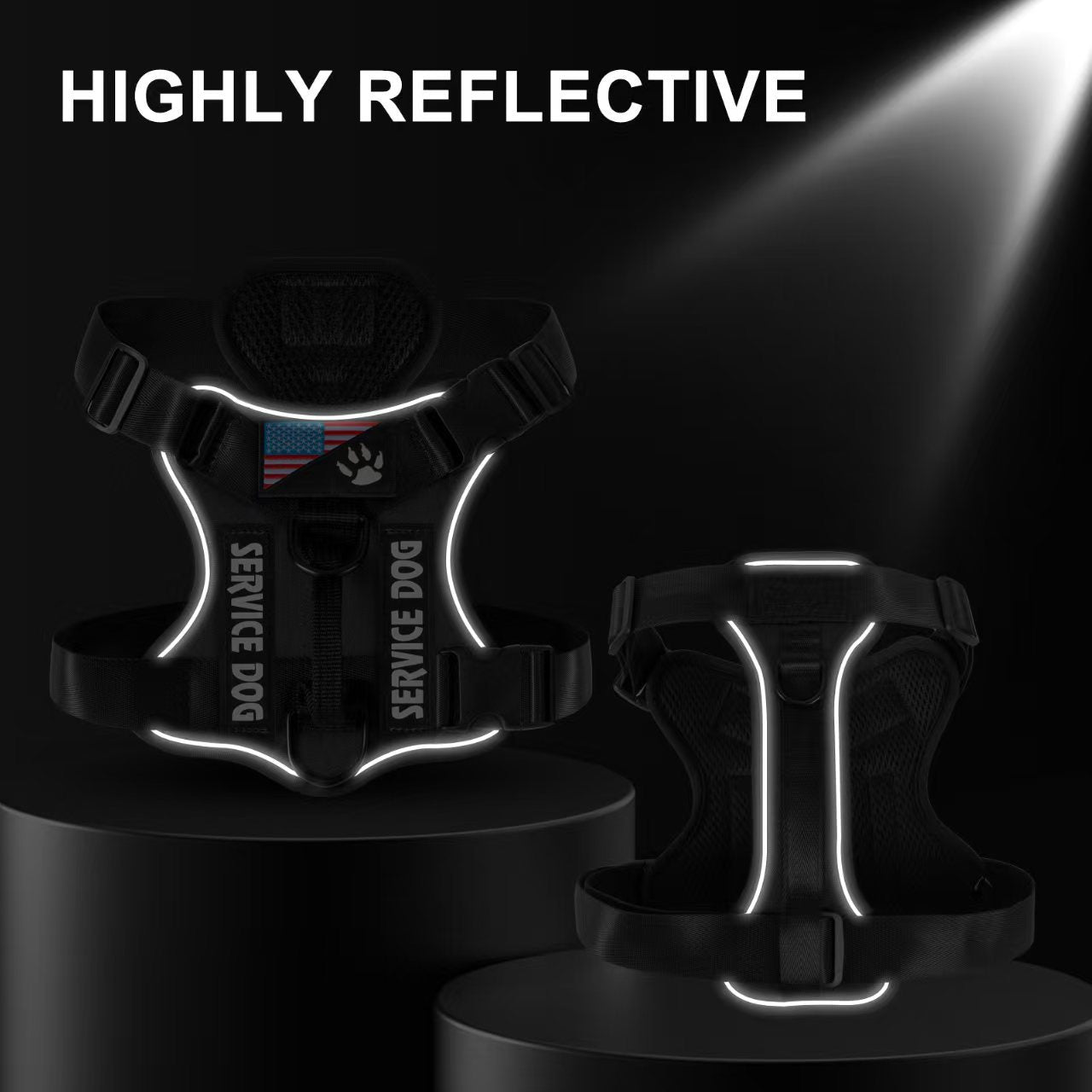 Reflective Service Dog Harness - Adjustable Soft Oxford Pet Harness