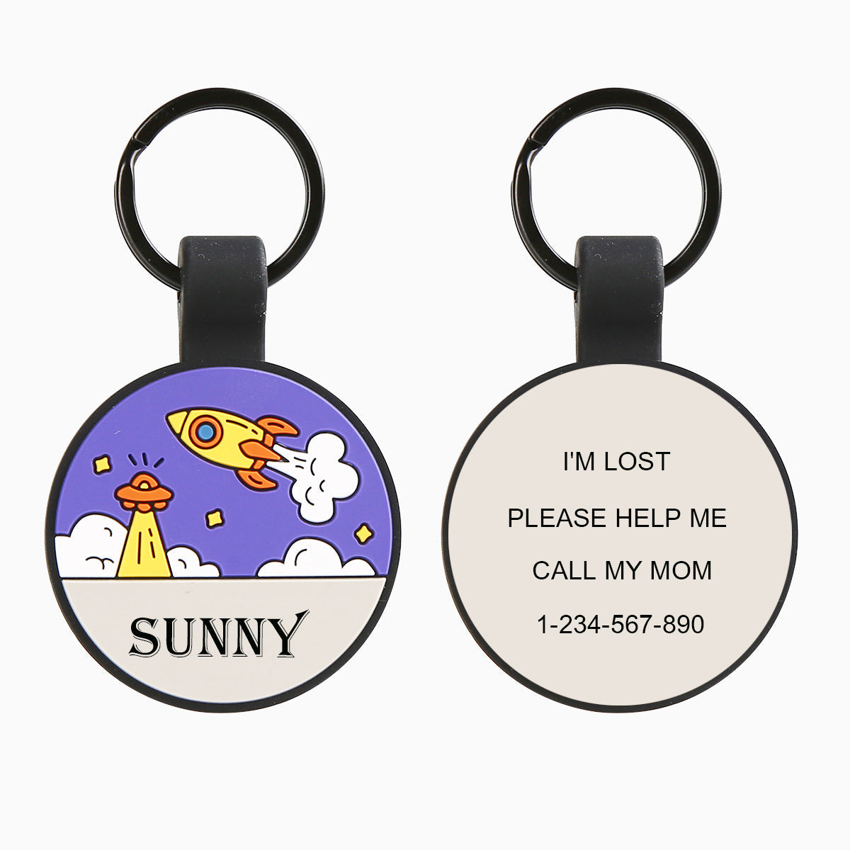 Silicone Personalized Dog ID Tags - Engraved Two Sides