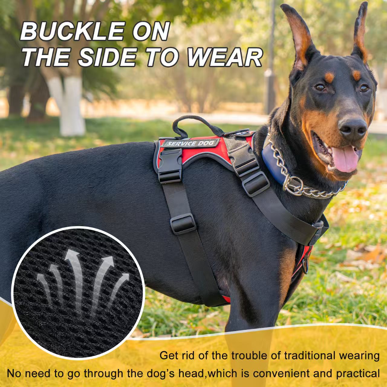 Reflective Service Dog Harness - Adjustable Soft Oxford Pet Harness
