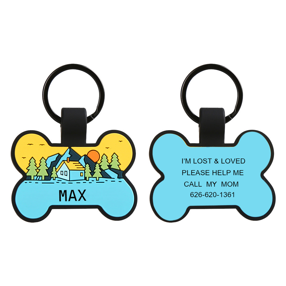Silicone Personalized Dog ID Tags - Engraved Two Sides