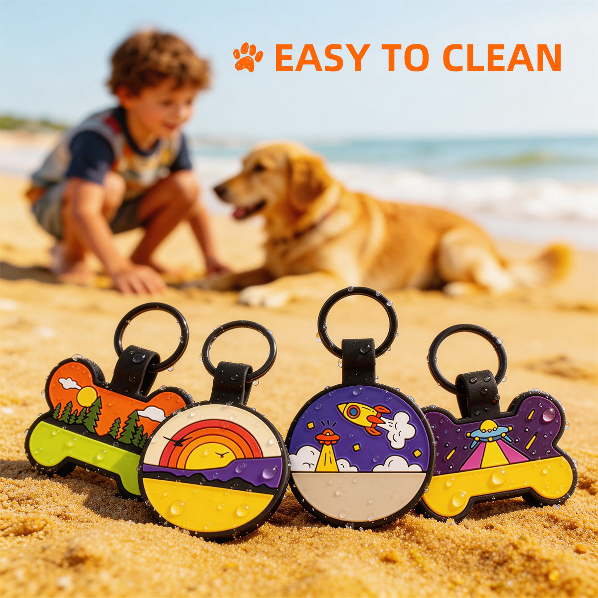 Silicone Personalized Dog ID Tags - Engraved Two Sides