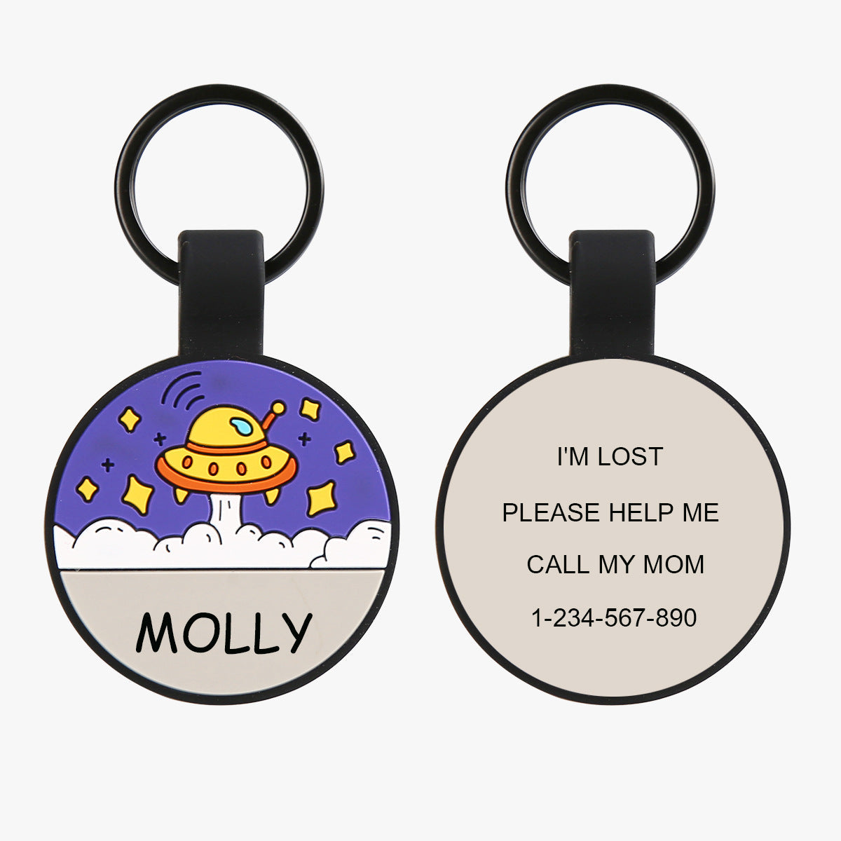 Silicone Personalized Dog ID Tags - Engraved Two Sides