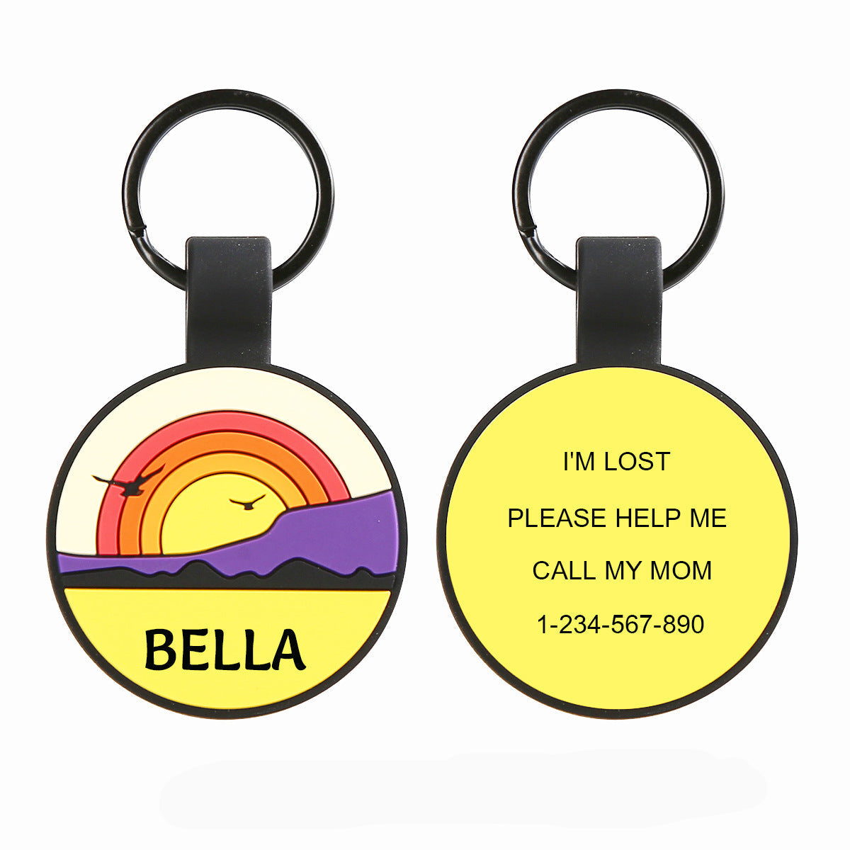 Silicone Personalized Dog ID Tags - Engraved Two Sides