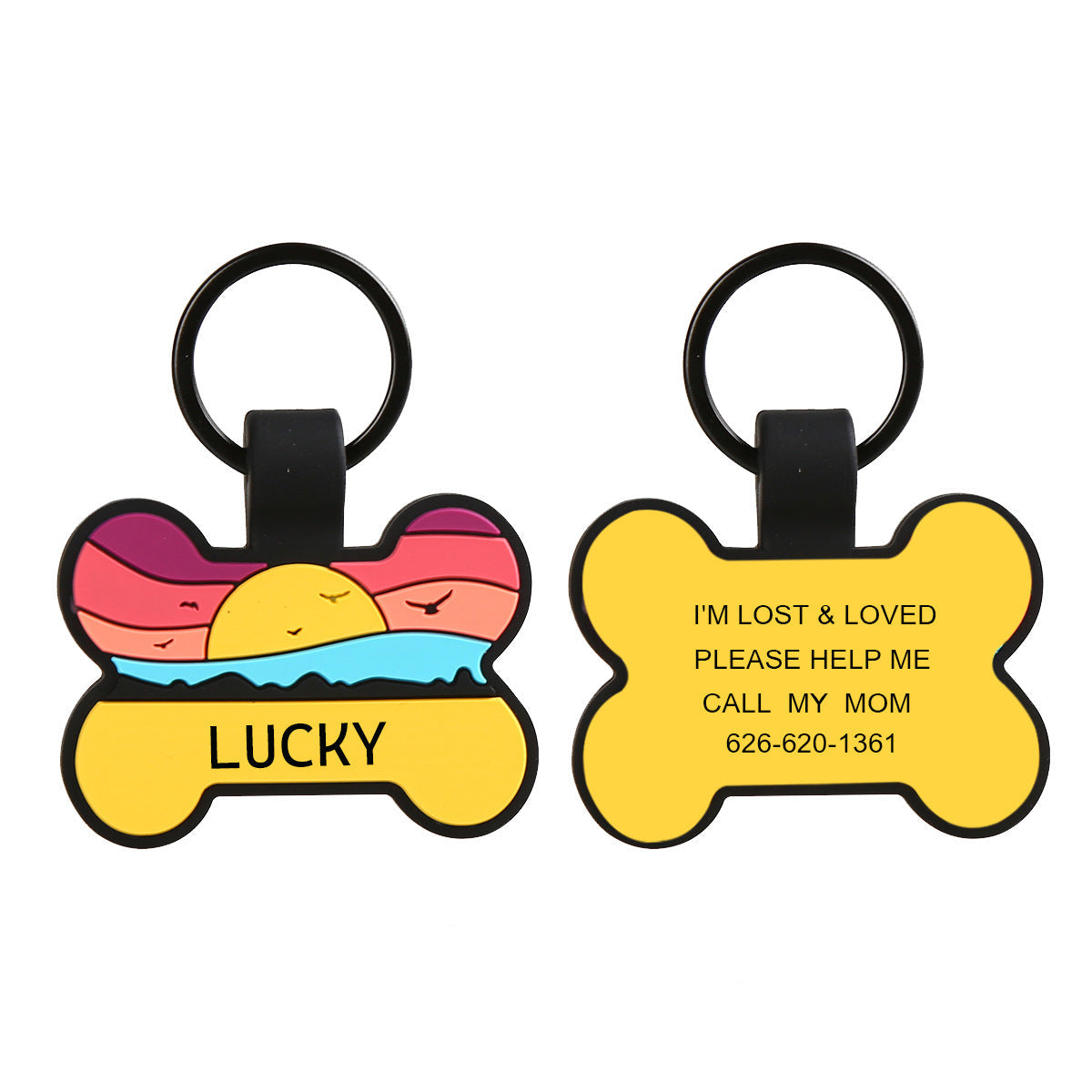 Silicone Personalized Dog ID Tags - Engraved Two Sides