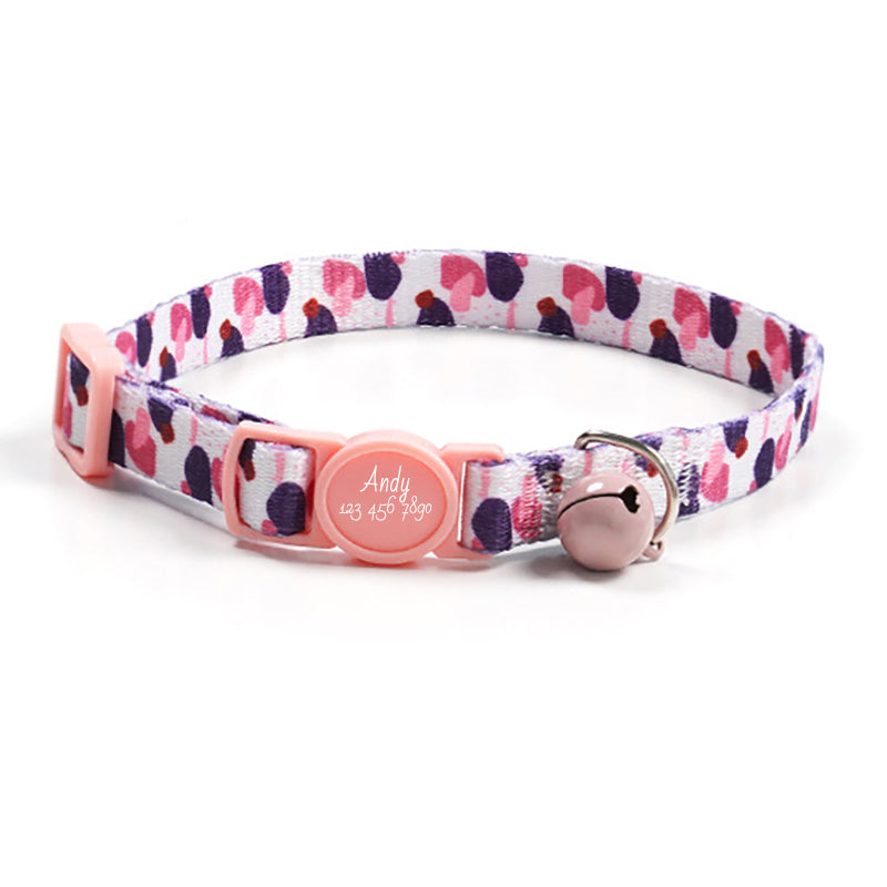 Cute Personalized Breakaway Cat Collar with Bell