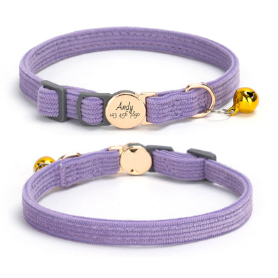 Safety Buckle Corduroy Personalized Cat Collar