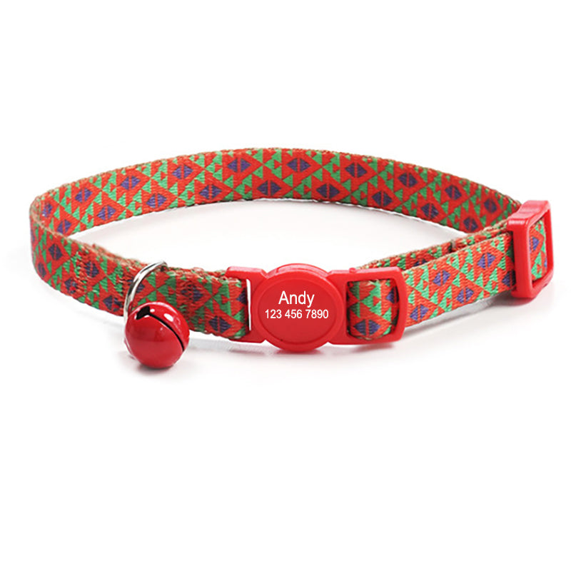 Cute Personalized Breakaway Cat Collar with Bell