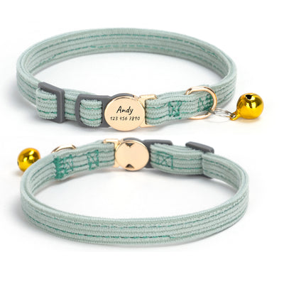 Safety Buckle Corduroy Personalized Cat Collar