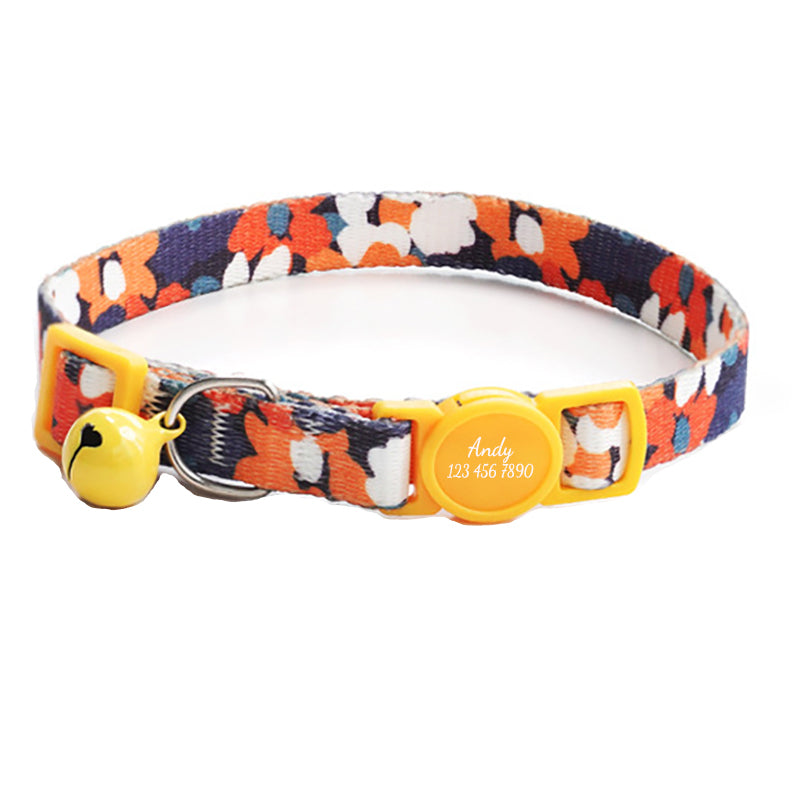 Cute Personalized Breakaway Cat Collar with Bell