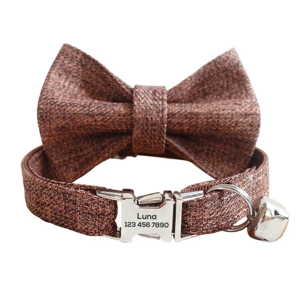 Adjustable Personalized Cat Collar With Removable Bell & Bowtie - iTalkPet