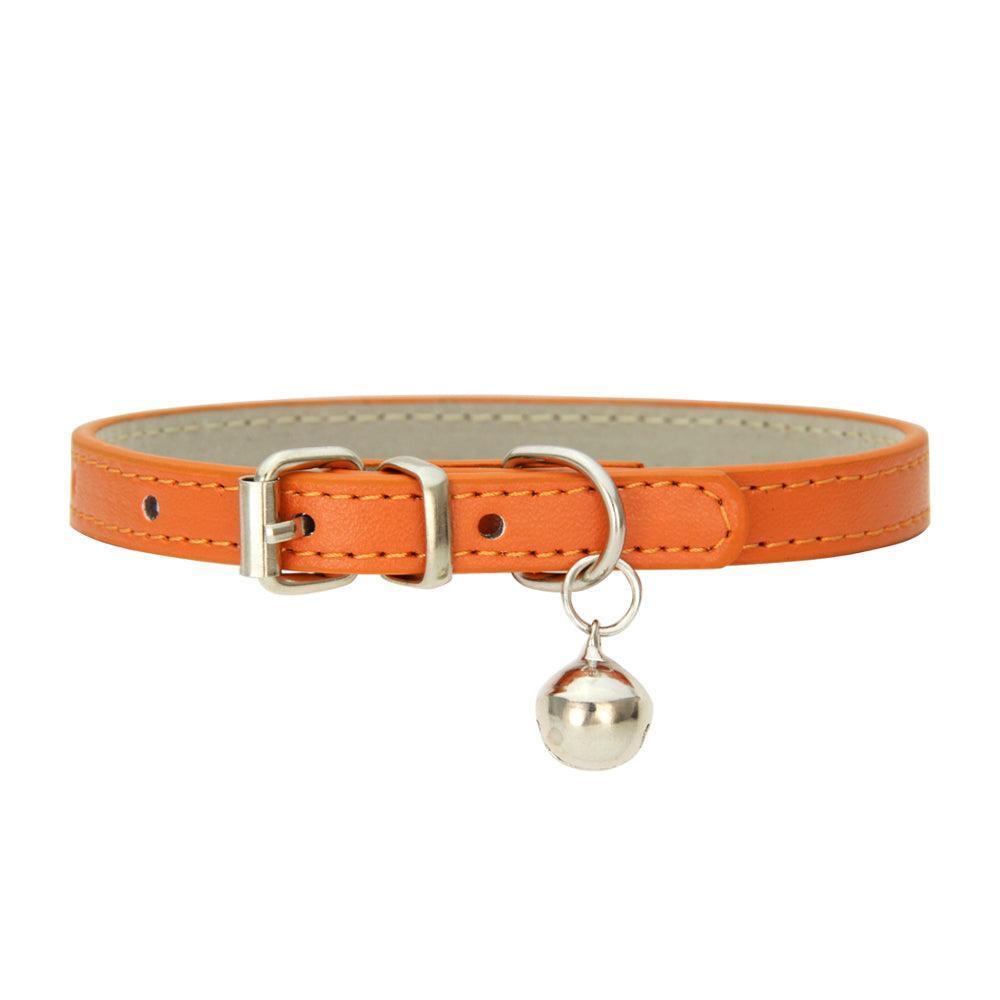 Adjustable PU Leather Cat Collar with Bell - iTalkPet