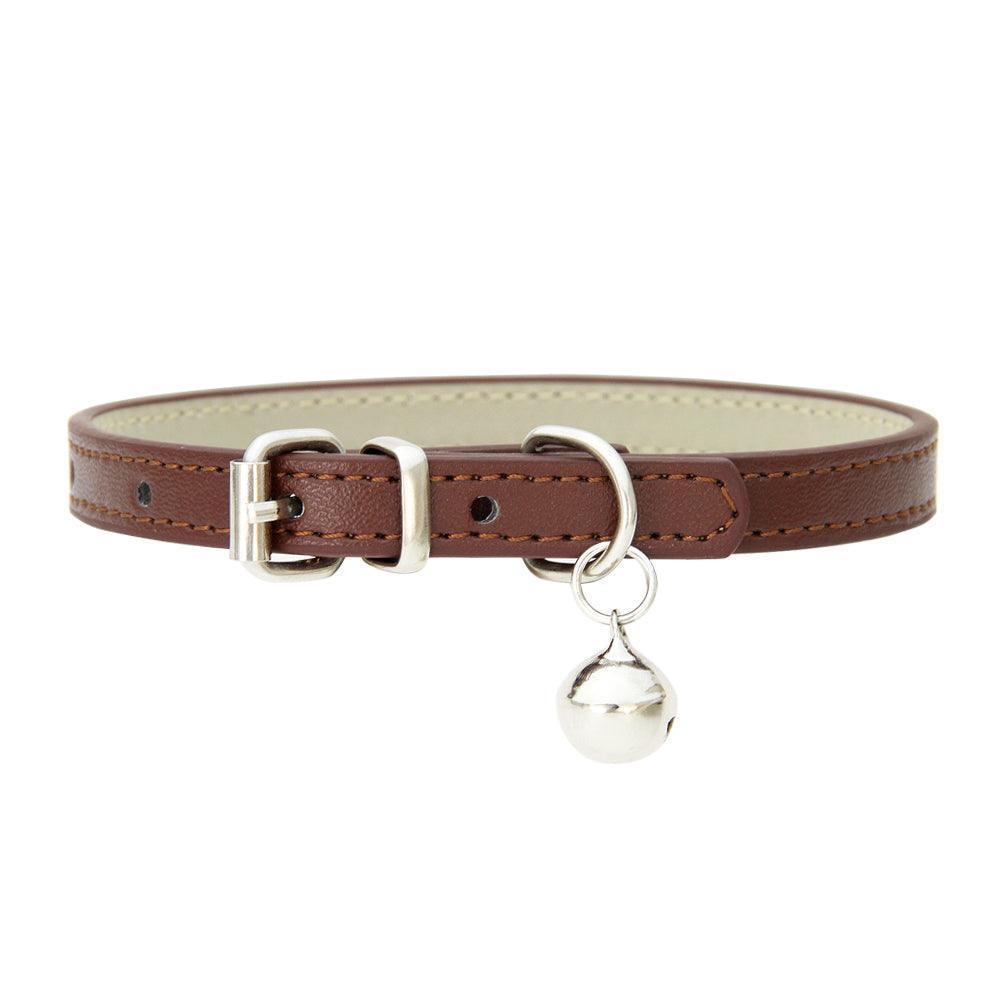 Adjustable PU Leather Cat Collar with Bell - iTalkPet