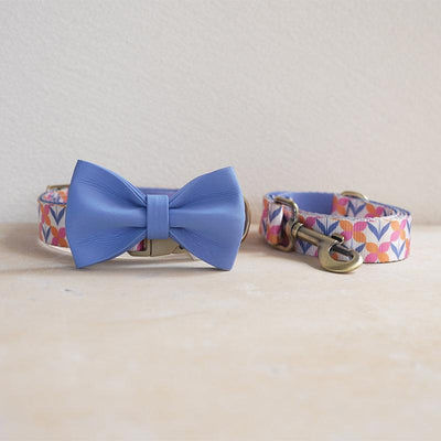 Blooming Violet Personalized Dog Collar with Leas & Bow tie Set - iTalkPet