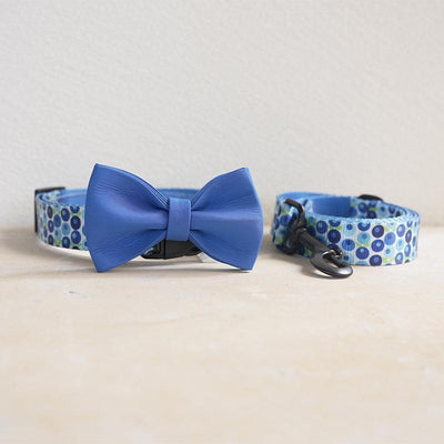 Blue Berry Personalized Dog Collar with Leas & Bow tie Set - iTalkPet