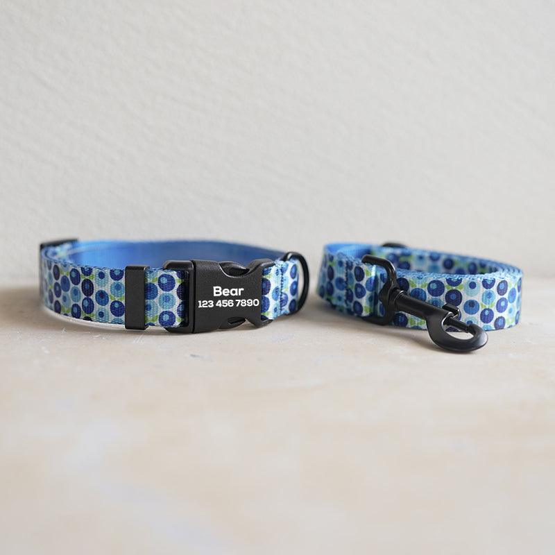 Blue Berry Personalized Dog Collar with Leas & Bow tie Set - iTalkPet