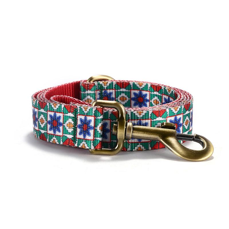 Blue Kaleidoscope Personalized Dog Collar with Leas & Bow tie Set - iTalkPet