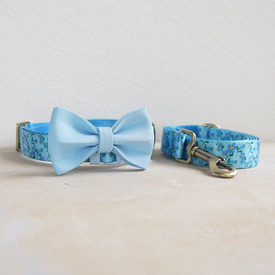 Blue Violet Personalized Dog Collar with Leas & Bow tie Set - iTalkPet