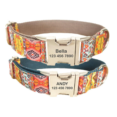 Bohemian Print Personalized Dog Collar Set - iTalkPet