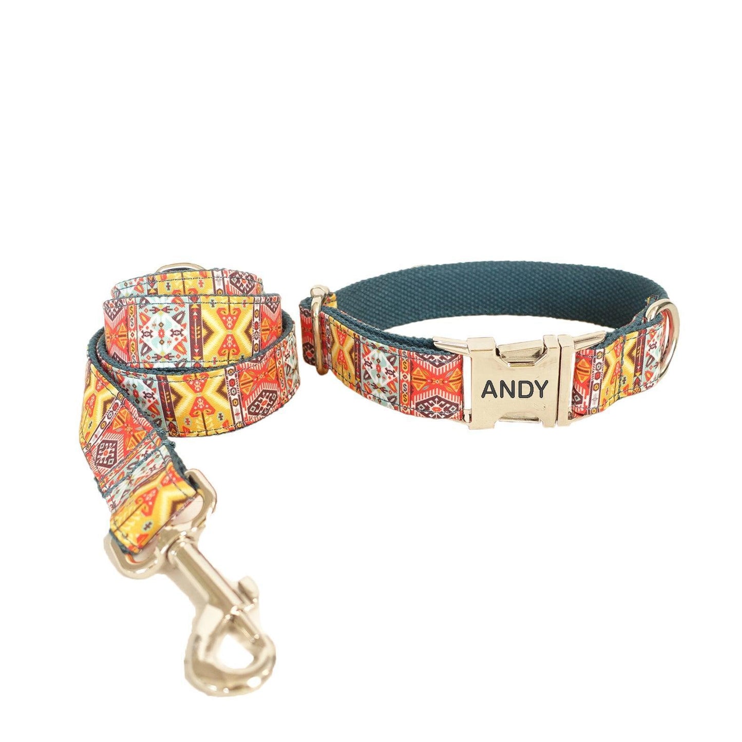 Bohemian Print Personalized Dog Collar Set - iTalkPet