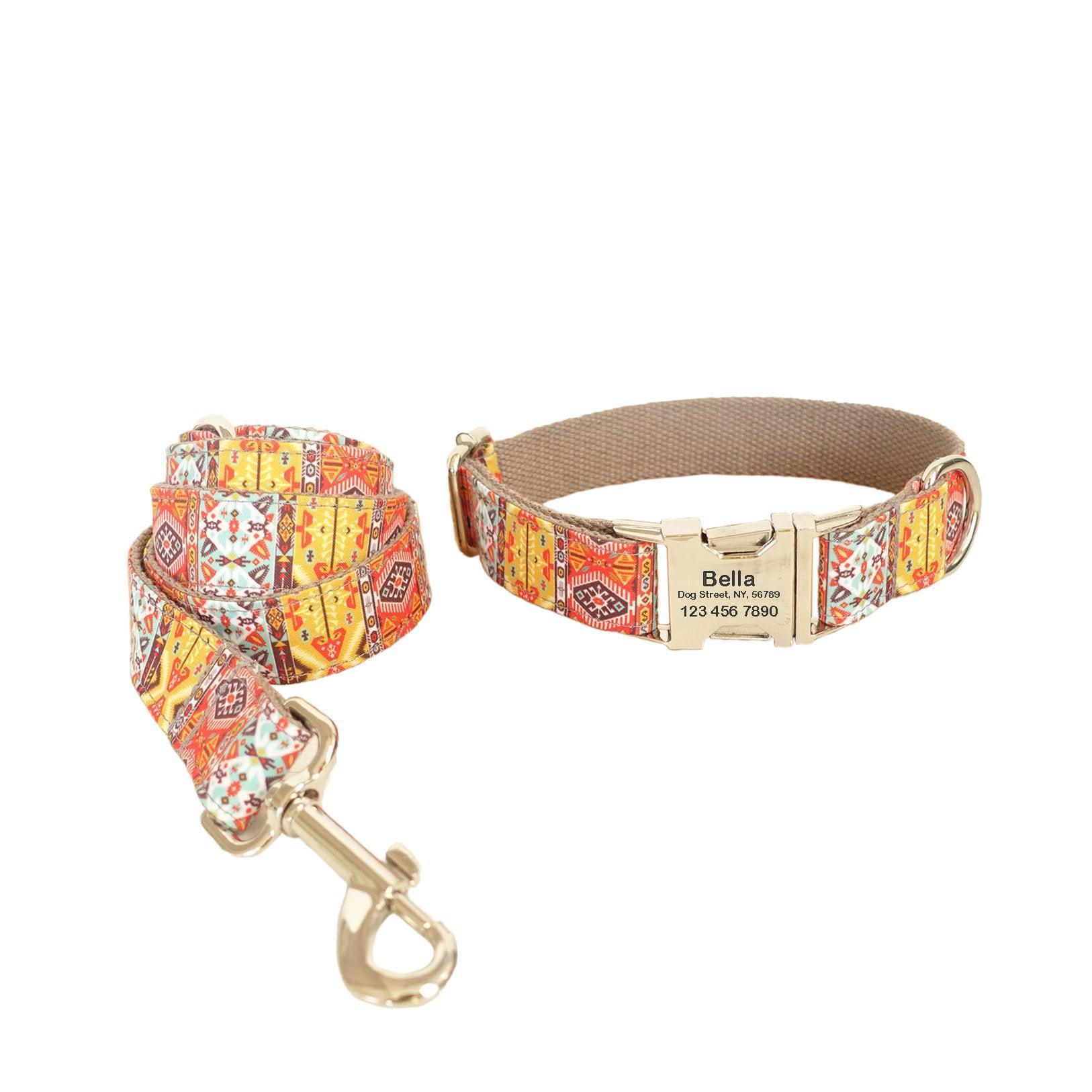 Bohemian Print Personalized Dog Collar Set - iTalkPet