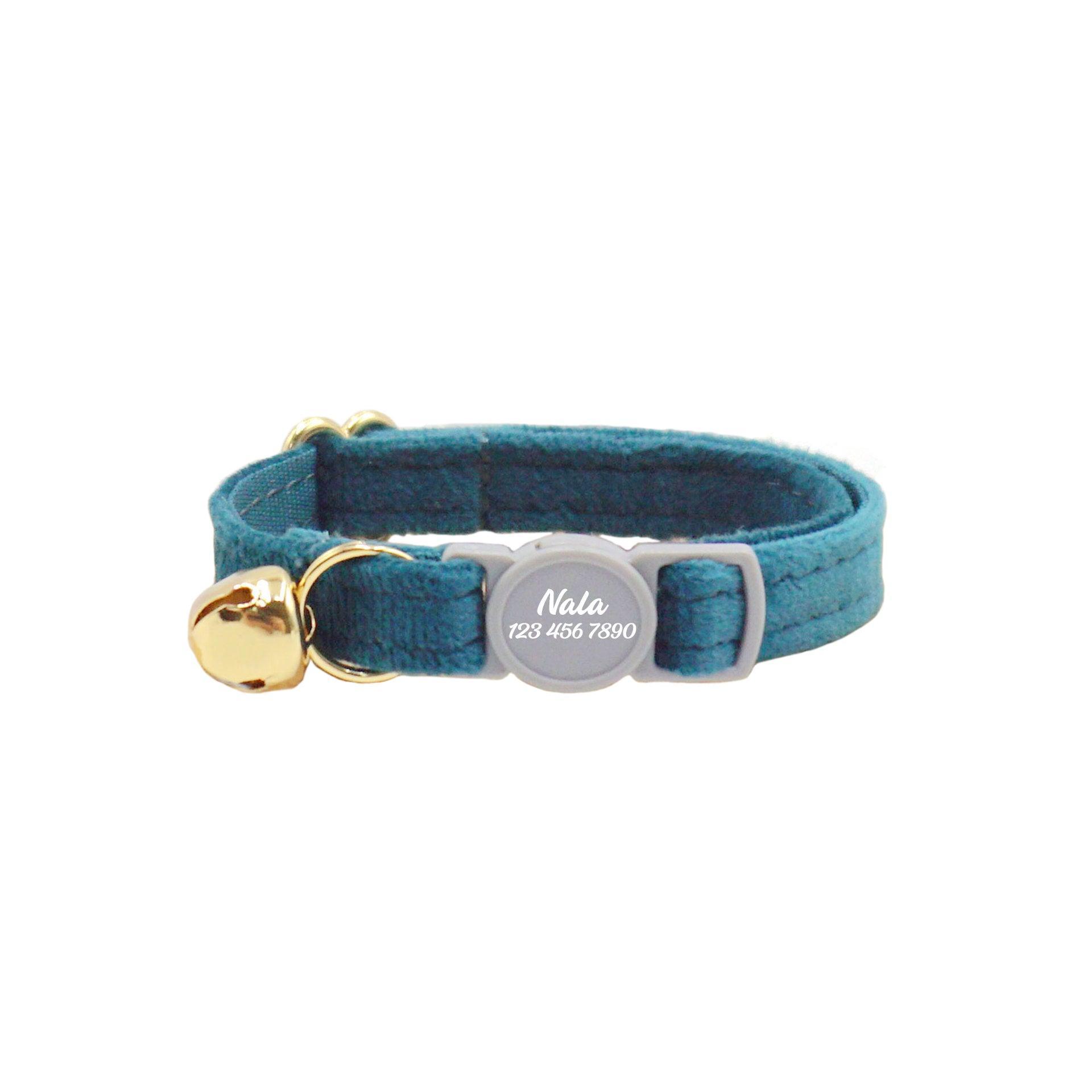 Breakaway Velvet Personalized Cat Collar with Bell - iTalkPet