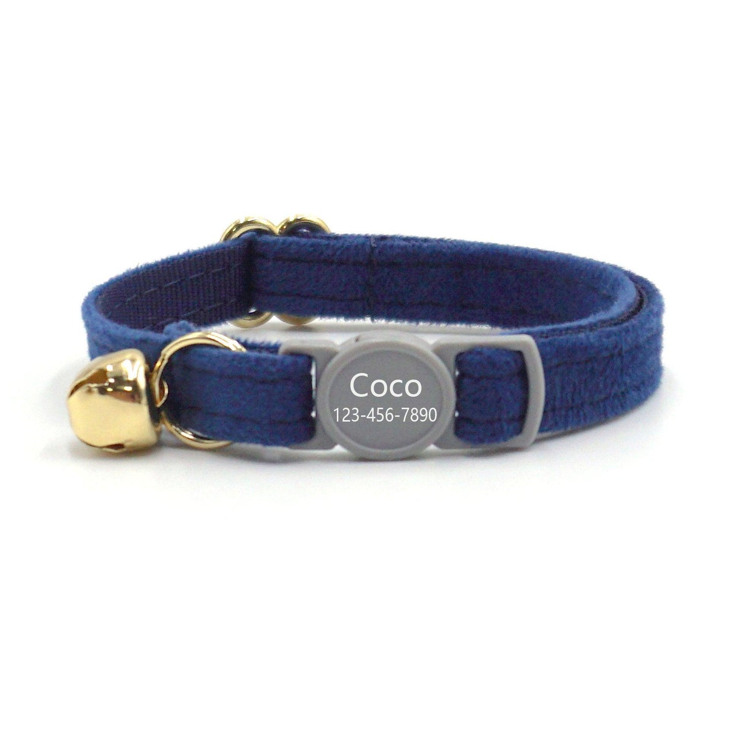 Breakaway Velvet Personalized Cat Collar with Bell - iTalkPet